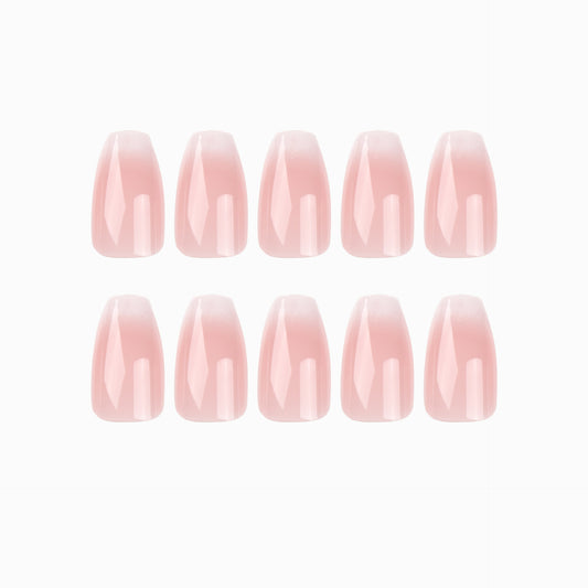 French Nude Pink&White Press-On Nails Coffin