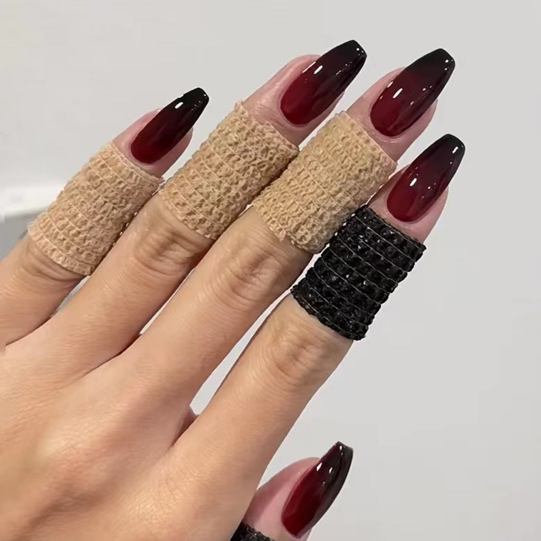 Halloween Party Press-On Nails Gradient Black&Red Coffin