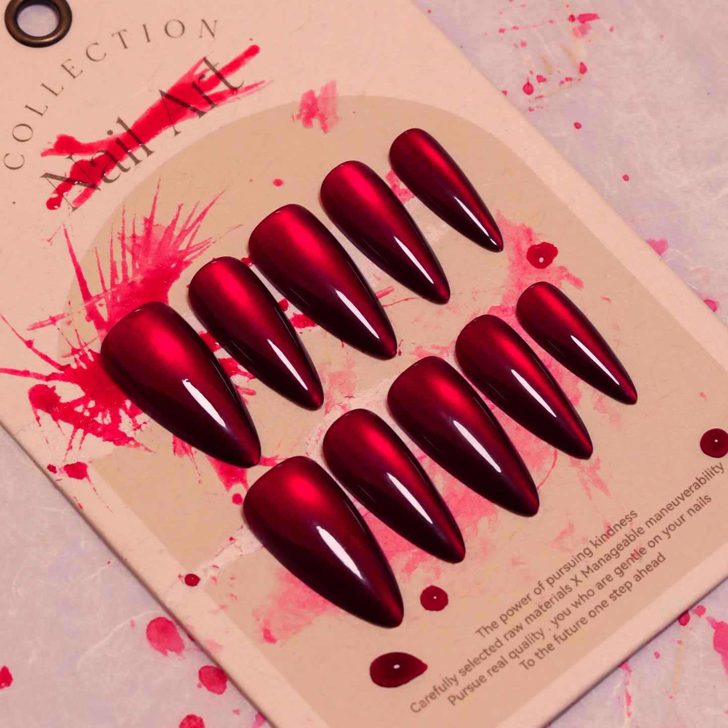 Halloween Party Press-On Nails Bloody Red Almond