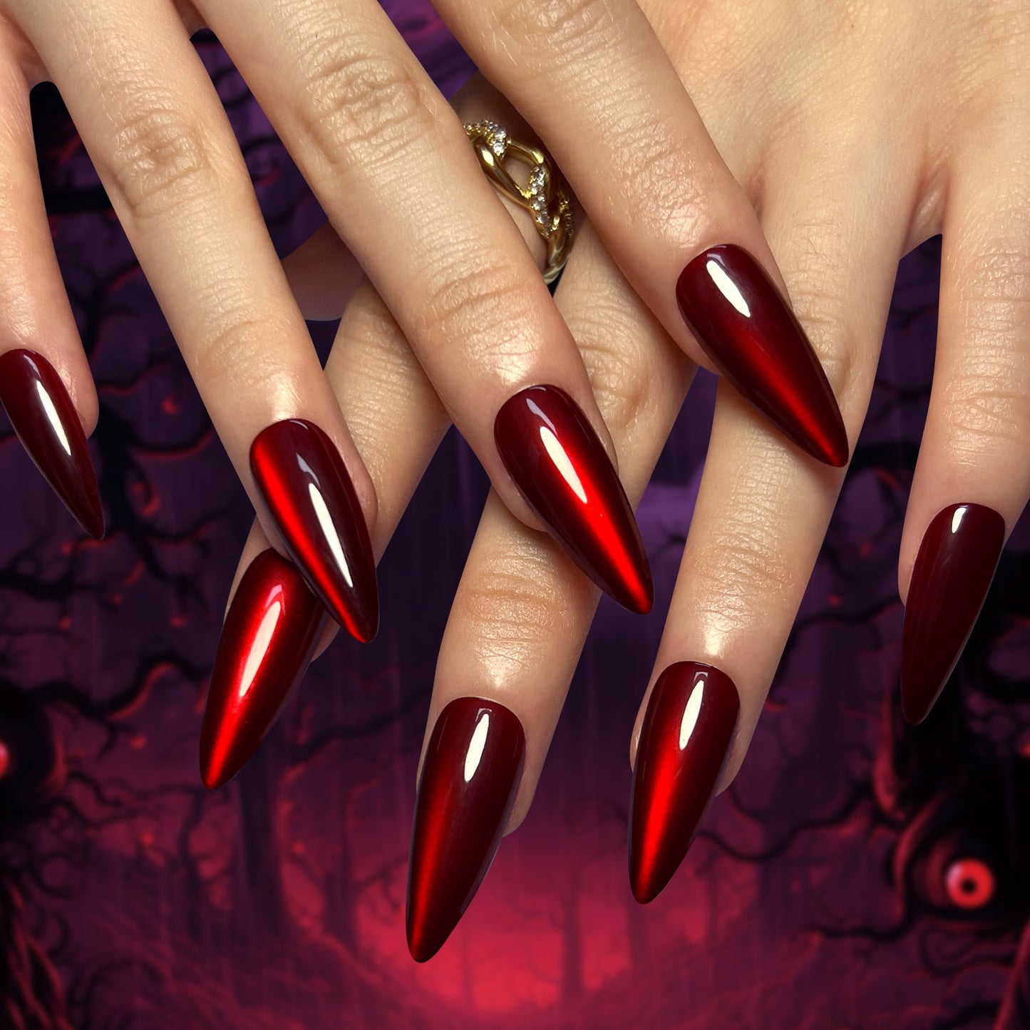 Halloween Party Press-On Nails Bloody Red Almond