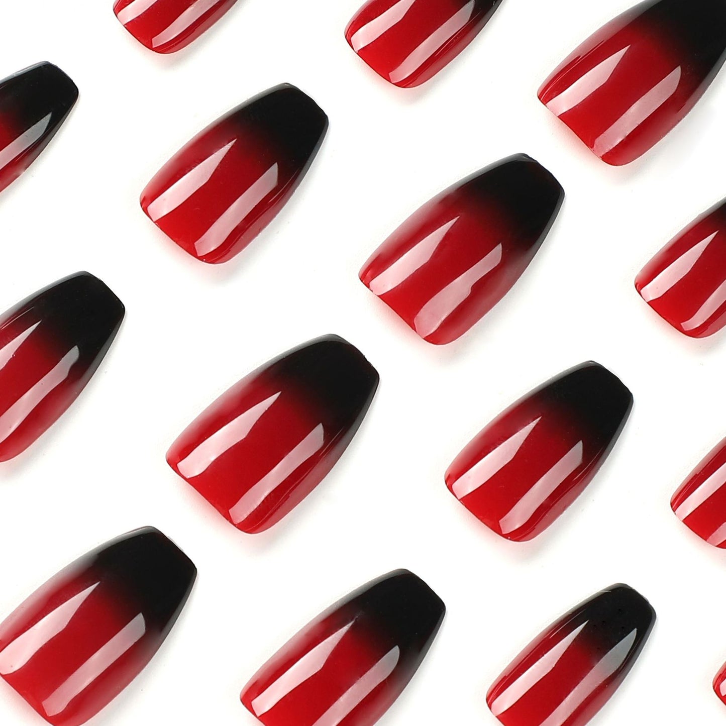 Halloween Party Press-On Nails Gradient Black&Red Coffin