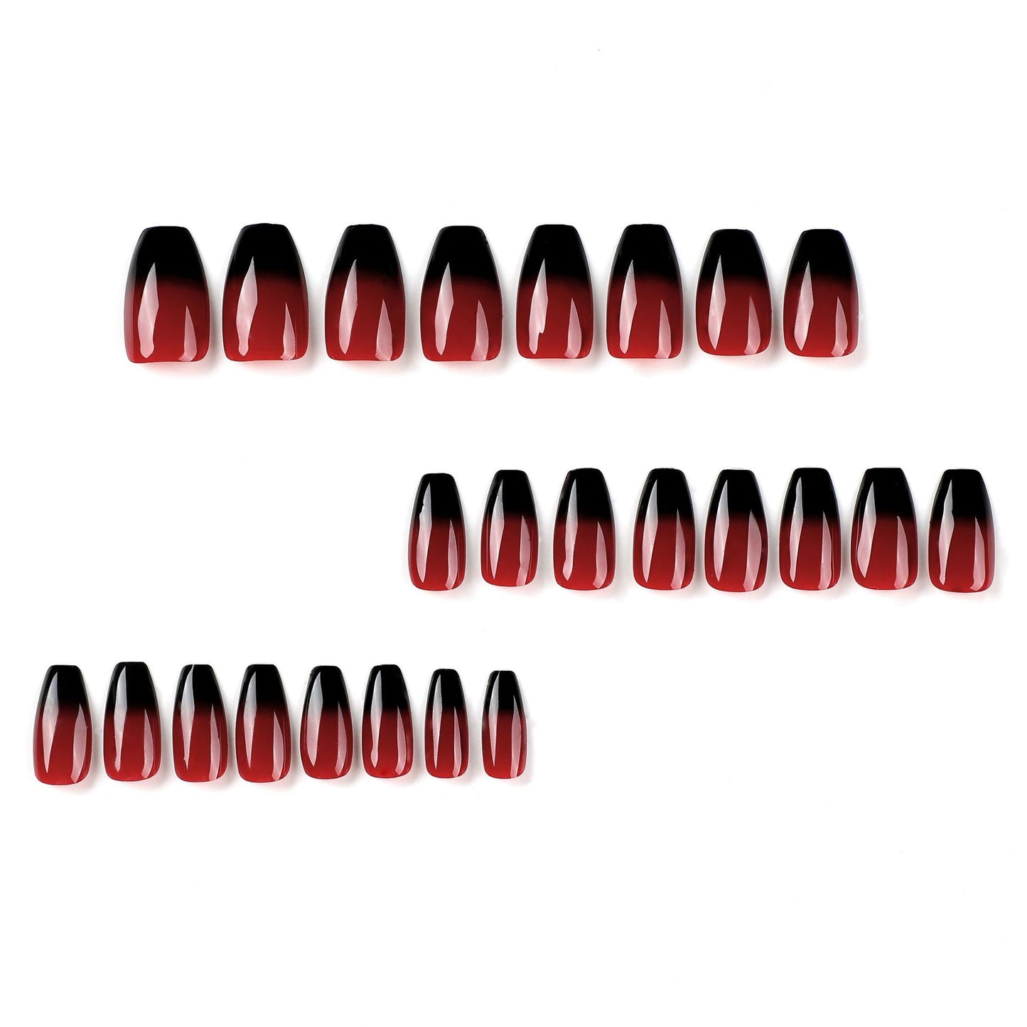 Halloween Party Press-On Nails Gradient Black&Red Coffin