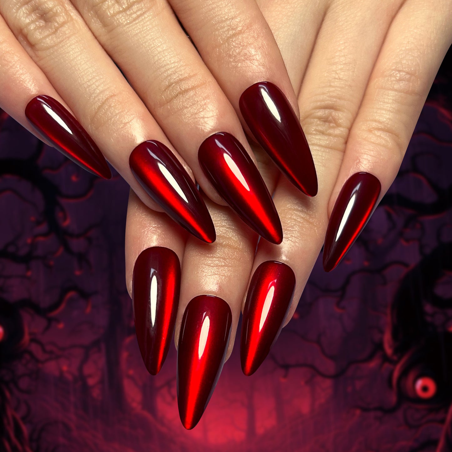 Halloween Party Press-On Nails Bloody Red Almond